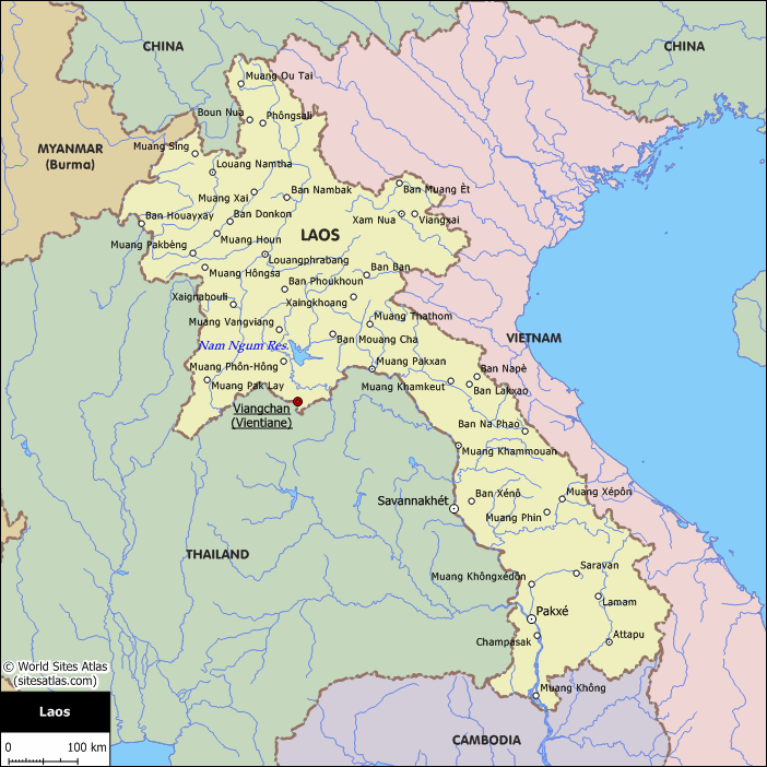 laos villes carte